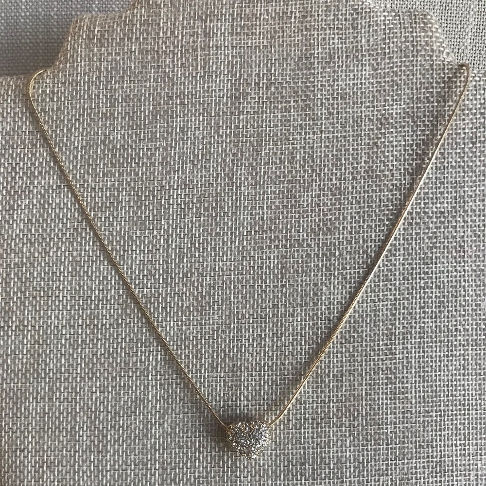 161. Maren Elena Crystal Heart Gold Plated Necklace New